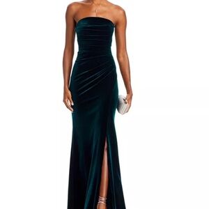 Aqua Velvet Strapless Gown